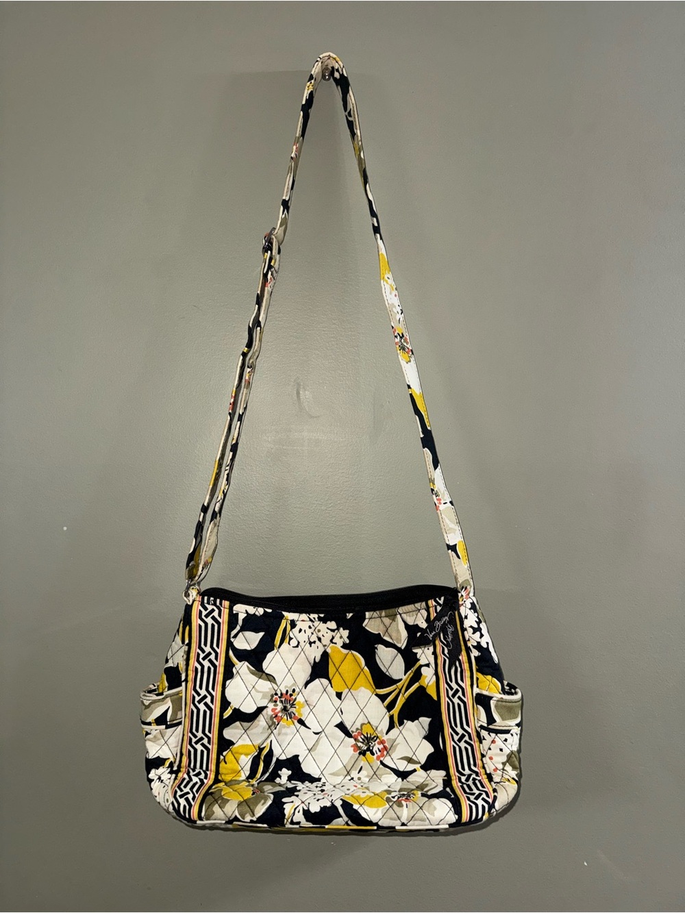 Vera Bradley Dogwood Crossbody Shoulder Bag - Black & Yellow